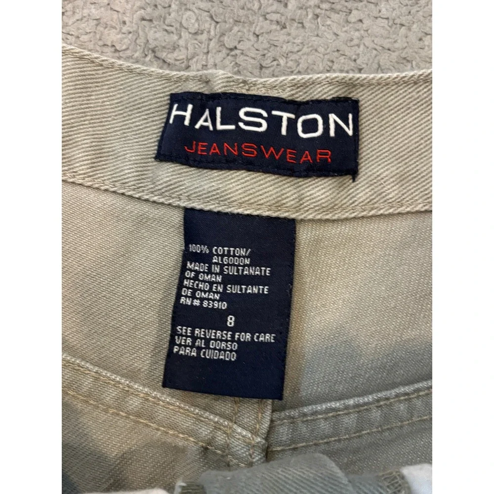 Halston Jeanswear Khaki Tan Denim Shorts High Waisted Cotton Size 8 Vintage